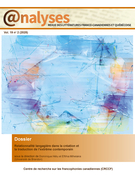 Cover for issue 'Relationnalité langagière dans la création et la traduction de l’extrême contemporain' of the journal 'Analyses'