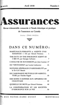 Cover of Volume 6, Number 1, 1938, pp. 1-60, Assurances