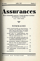 Cover of Volume 15, Number 2, 1947, pp. 55-108, Assurances