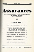 Cover of Volume 19, Number 3, 1951, pp. 1-139, Assurances