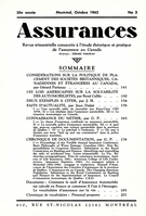 Cover of Volume 30, Number 3, 1962, pp. 141-203, Assurances