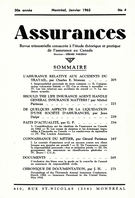 Cover of Volume 30, Number 4, 1963, pp. 205-272, Assurances