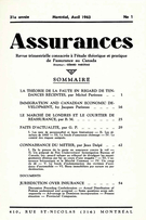 Cover of Volume 31, Number 1, 1963, pp. 1-64, Assurances