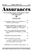 Cover of Volume 33, Number 3, 1965, pp. 153-234, Assurances