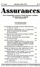 Cover of Volume 41, Number 2, 1973, pp. 103-188, Assurances