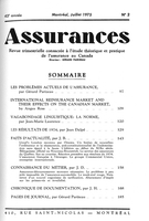 Cover of Volume 43, Number 2, 1975, pp. 97-193, Assurances