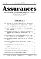 Cover of Volume 44, Number 1, 1976, pp. 1-82, Assurances