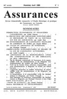 Cover of Volume 48, Number 1, 1980, pp. 1-109, Assurances