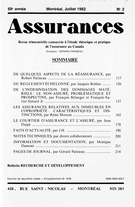 Cover of Volume 50, Number 2, 1982, pp. 117-225, Assurances