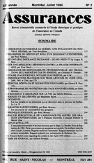 Cover of Volume 52, Number 2, 1984, pp. 137-281, Assurances