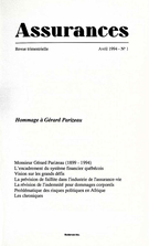 Cover of Volume 62, Number 1, 1994, pp. 1-176, Assurances