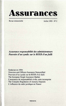 Cover of Volume 63, Number 2, 1995, pp. 169-323, Assurances