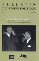 Cover of Mémoire et histoire, Volume 5, Number 3, Summer 1997, pp. 5-155, Bulletin d'histoire politique