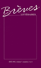 Cover of Volume 7, Number 3-4, Summer 1992, pp. 9-101, Brèves littéraires