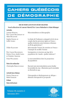 Cover of Microsimulation en démographie, Volume 40, Number 2, Fall 2011, pp. 171-377, Cahiers québécois de démographie