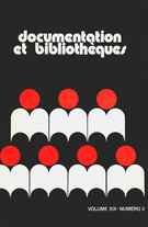 Cover of Bibliotechnique, Volume 19, Number 2, June 1973, pp. 50-94, Documentation et bibliothèques
