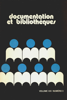 Cover of Volume 19, Number 3, September 1973, pp. 98-141, Documentation et bibliothèques