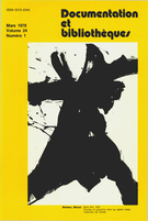 Cover of Volume 24, Number 1, March 1978, pp. 3-49, Documentation et bibliothèques