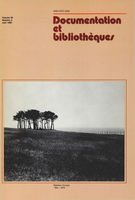 Cover of Volume 26, Number 2, June 1980, pp. 63-123, Documentation et bibliothèques