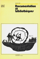 Cover of Volume 27, Number 1, March 1981, pp. 3-39, Documentation et bibliothèques