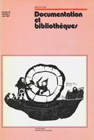 Cover of Volume 27, Number 2, June 1981, pp. 43-87, Documentation et bibliothèques