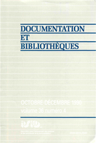 Cover of Volume 36, Number 4, October–December 1990, pp. 115-151, Documentation et bibliothèques