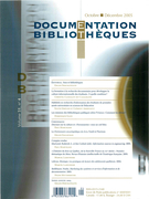 Cover of Volume 51, Number 4, October–December 2005, pp. 227-290, Documentation et bibliothèques