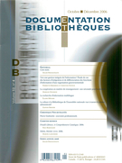 Cover of Volume 52, Number 4, October–December 2006, pp. 223-287, Documentation et bibliothèques