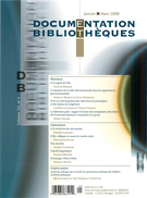 Cover of Volume 54, Number 1, January–March 2008, pp. 3-48, Documentation et bibliothèques