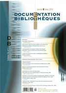 Cover of Volume 56, Number 1, January–March 2010, pp. 3-44, Documentation et bibliothèques