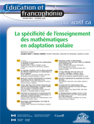 Cover of La spécificité de l’enseignement des mathématiques en adaptation scolaire, Volume 31, Number 2, Fall 2003, pp. 1-241, Éducation et francophonie