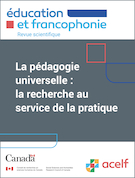 Cover for issue 'La pédagogie universelle : la recherche au service de la pratique' of the journal 'Éducation et francophonie'