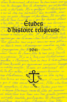 Cover of Volume 77, 2011, pp. 7-163, Études d'histoire religieuse