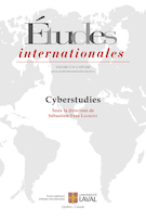 Cover for issue 'Cyberstudies' of the journal 'Études internationales'