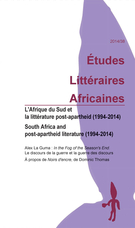 Cover of L’Afrique du Sud et la littérature post-apartheid (1994-2014), Number 38, 2014, pp. 7-231, Études littéraires africaines
