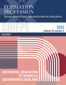 Cover for issue 'Gestion de l’éducation et nouvelle gouvernance scolaire' of the journal 'Formation et profession'
