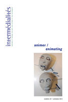 Cover of animer, Number 22, Fall 2013, Intermédialités / Intermediality