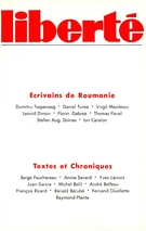Cover of Écrivains de Roumanie, Volume 16, Number 4 (94), July–August 1974, pp. 3-158, Liberté