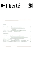 Cover of Moi, premier ennemi du Québec, Volume 50, Number 3 (281), September 2008, pp. 5-90, Liberté
