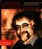 Cover of Number 75, Fall 1994, pp. 5-80, Lettres québécoises
