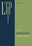Cover for issue 'Le dialogue islamo-chrétien' of the journal 'Laval théologique et philosophique'