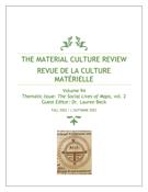 Cover for issue 'Thematic Issue: The Social Lives of Maps, volume 2' of the journal 'Material Culture Review / Revue de la culture matérielle'