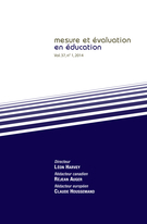 Cover of Volume 37, Number 1, 2014, pp. 1-111, Mesure et évaluation en éducation