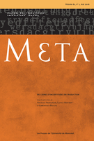 Cover of Des zones d’incertitudes en traduction, Volume 61, Number 1, May 2016, pp. 1-249, Meta