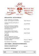 Cover of Volume 58, Number 2, December 2012, pp. 243-518, McGill Law Journal / Revue de droit de McGill