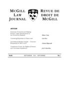 Cover of Volume 60, Number 1, September 2014, pp. 1-172, McGill Law Journal / Revue de droit de McGill