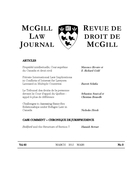 Cover of Volume 60, Number 3, March 2015, pp. 381-594, McGill Law Journal / Revue de droit de McGill