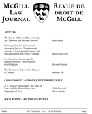 Cover of Volume 61, Number 1, September 2015, pp. 1-230, McGill Law Journal / Revue de droit de McGill