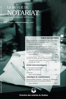 Cover of Volume 107, Number 2, September 2005, pp. 229-378, Revue du notariat