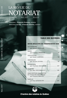 Cover of REVUE SÉLECTIVE DE JURISPRUDENCE 2006, Volume 109, Number 1, March 2007, pp. 1-212, Revue du notariat